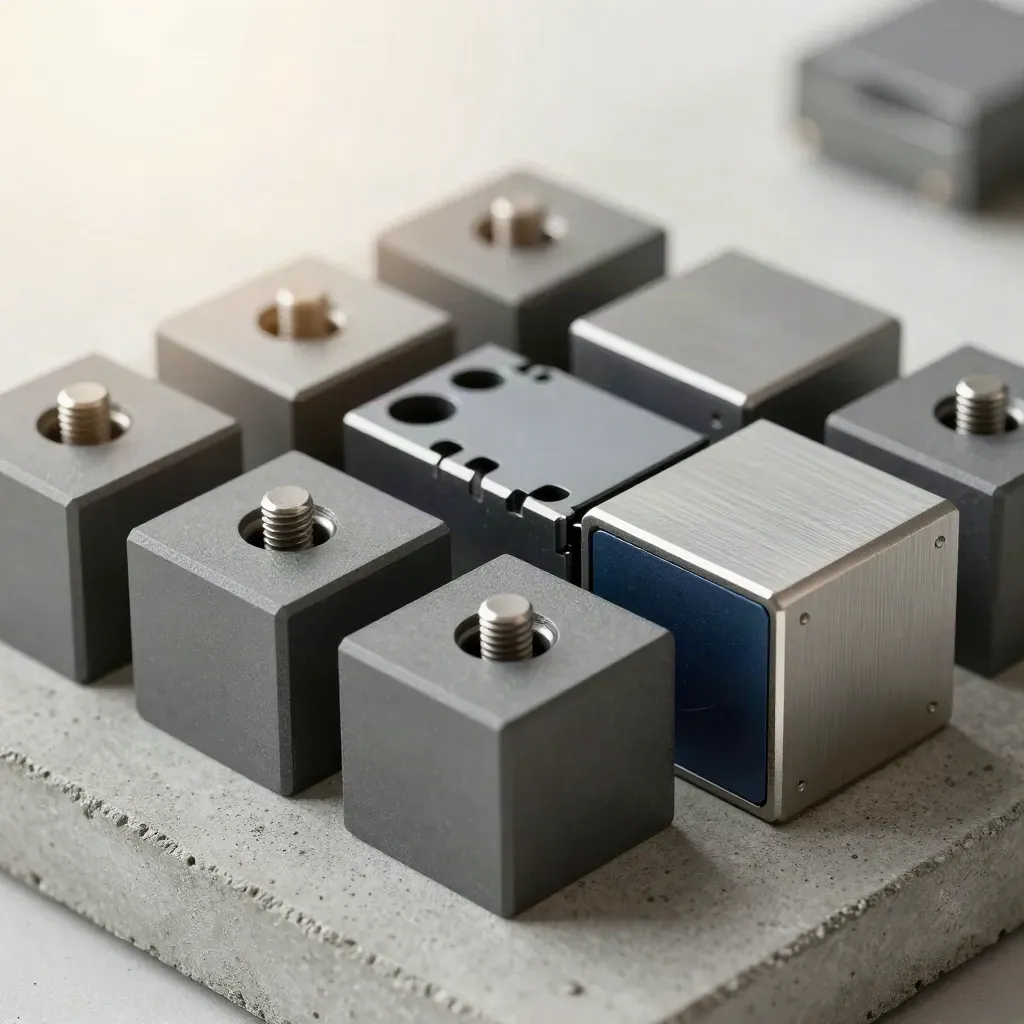 Overhead macro of modular bridge blocks and a routing piece mid-placement on concrete.